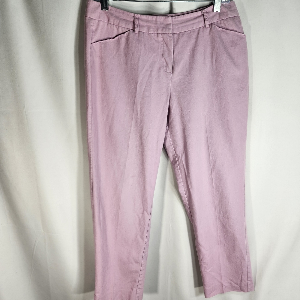 Larry Levine Purple Straight Leg Cropped Pants Size 10